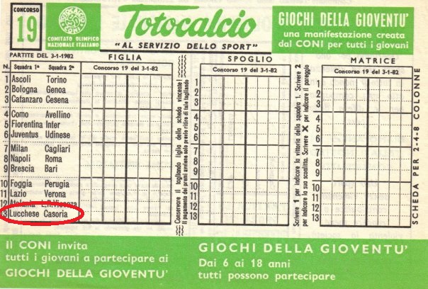 schedina totocalcio casoria